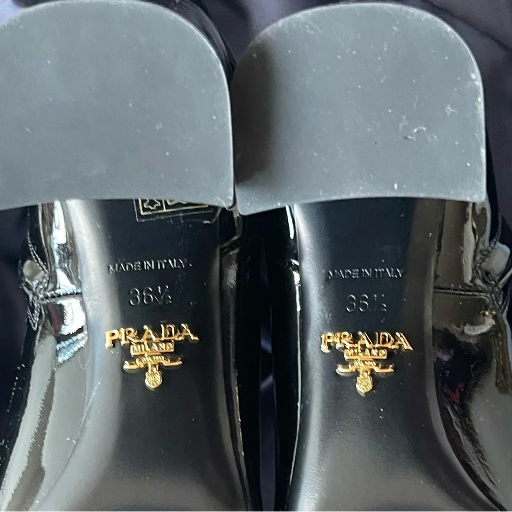 PRADA Square Toe Ankle Boots in‎ Black Patent size 6.5